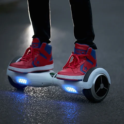 Red sneakers on hoverboard